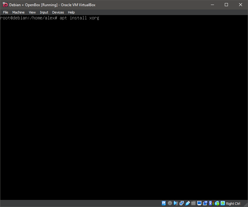 Running 'apt install xorg'